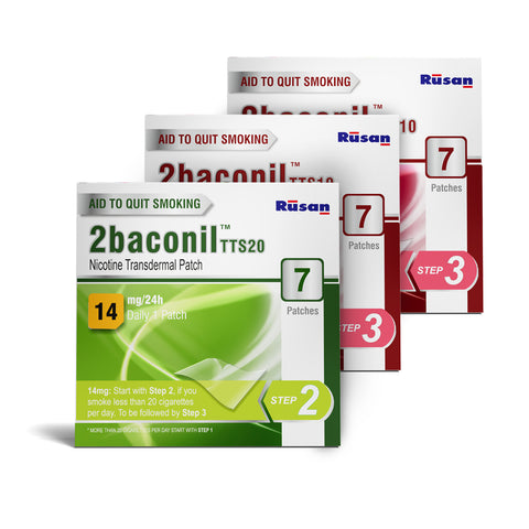 2baconil Nicotine Patch <br> ( 3 months therapy) for less than 20 cigarettes / day