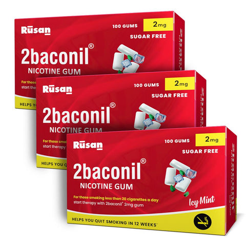 2baconil Nicotine Gum 2mg N100  <br> ( pack of 3)